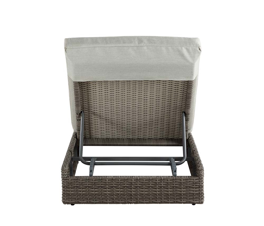 Salena Beige Fabric & Gray Finish Patio Lounge Chair