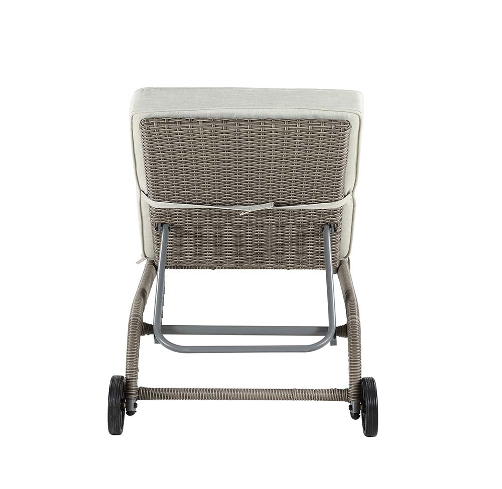 Salena Beige Fabric & Gray Finish Patio Lounge Chair