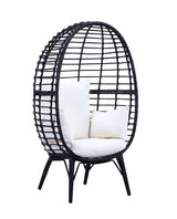 Penelope Light Gray Fabric & Black Finish Patio Lounge Chair