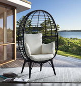 Penelope Light Gray Fabric & Black Finish Patio Lounge Chair