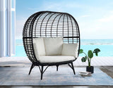 Penelope Cream Fabric & Black Finish Patio Lounge Chair