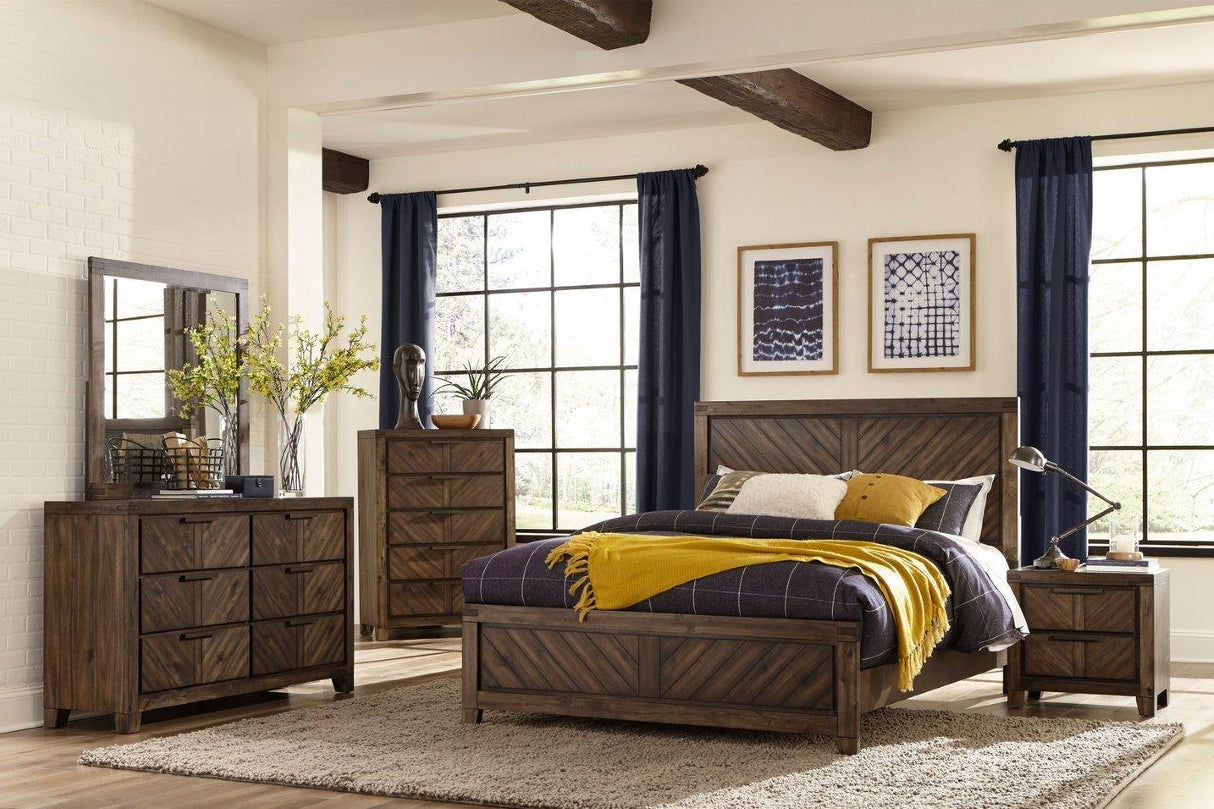 Parnell Distressed Espresso Panel Bedroom Set