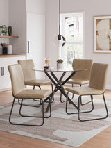 Pharwynn Dining Room Set In Toast and Black