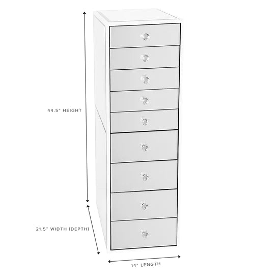 SlayStation® Premium Mirrored 9-Drawers Vanity Storage Unit