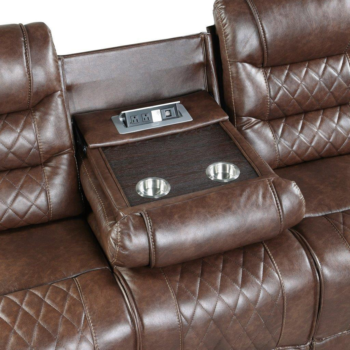 Putnam Brown Power Double Reclining Living Room Set