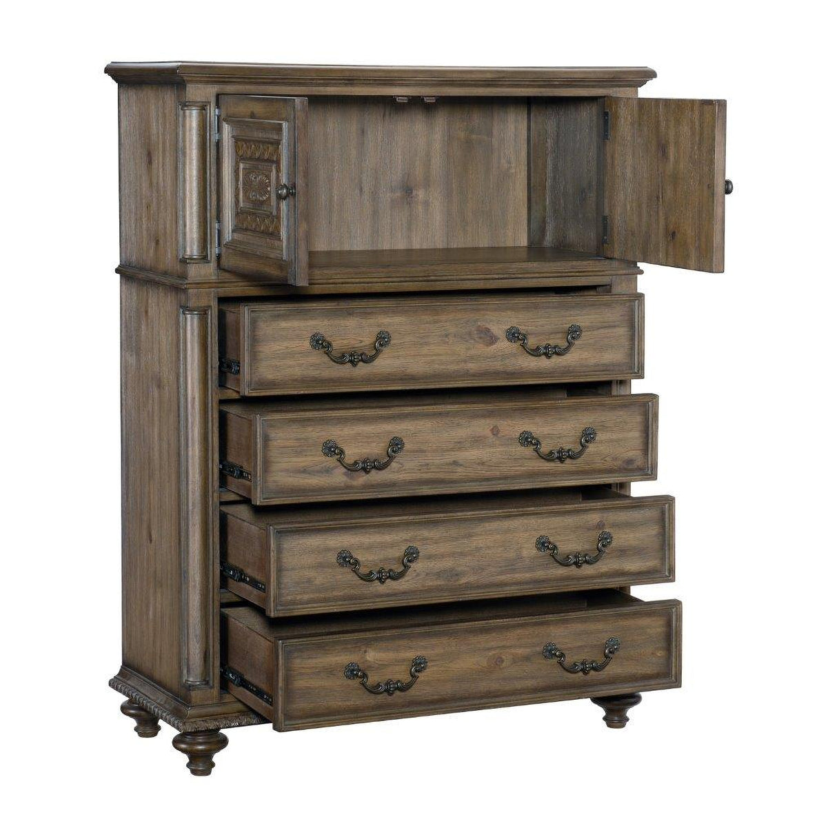 Rachelle Weathered Pecan And Gray Sleigh Bedroom Set