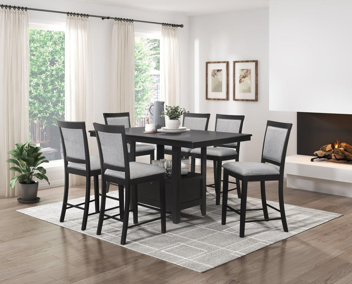 Raven Dining Room Set In Charcoal Gray