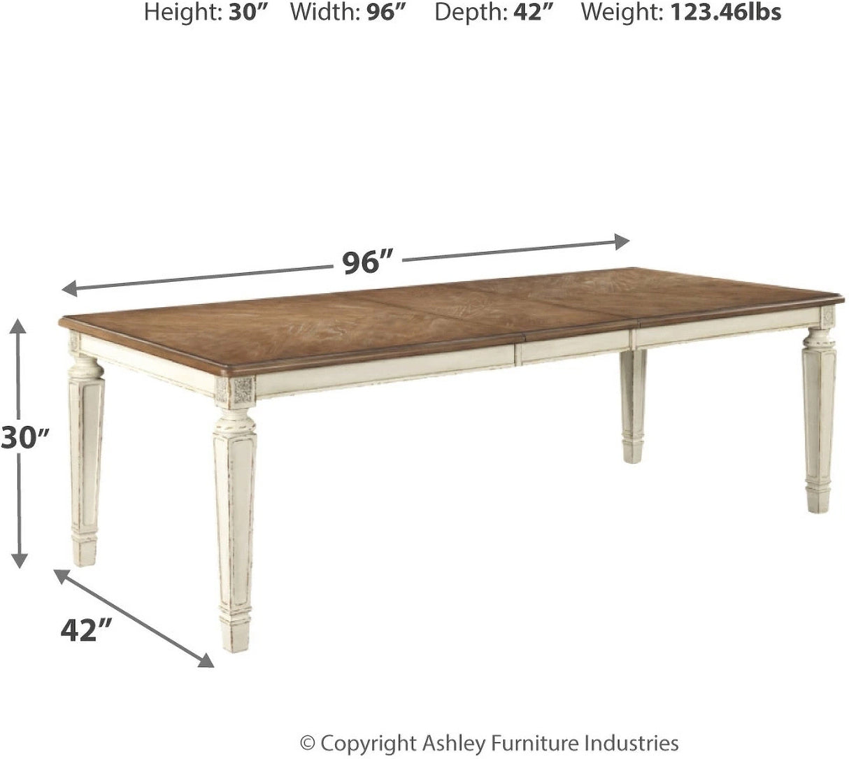 Realyn White Extendable Rectangular Dining Room Set