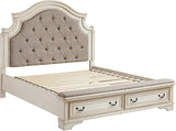 Realyn White Upholstered Panel Bedroom Set With Bench Footboard