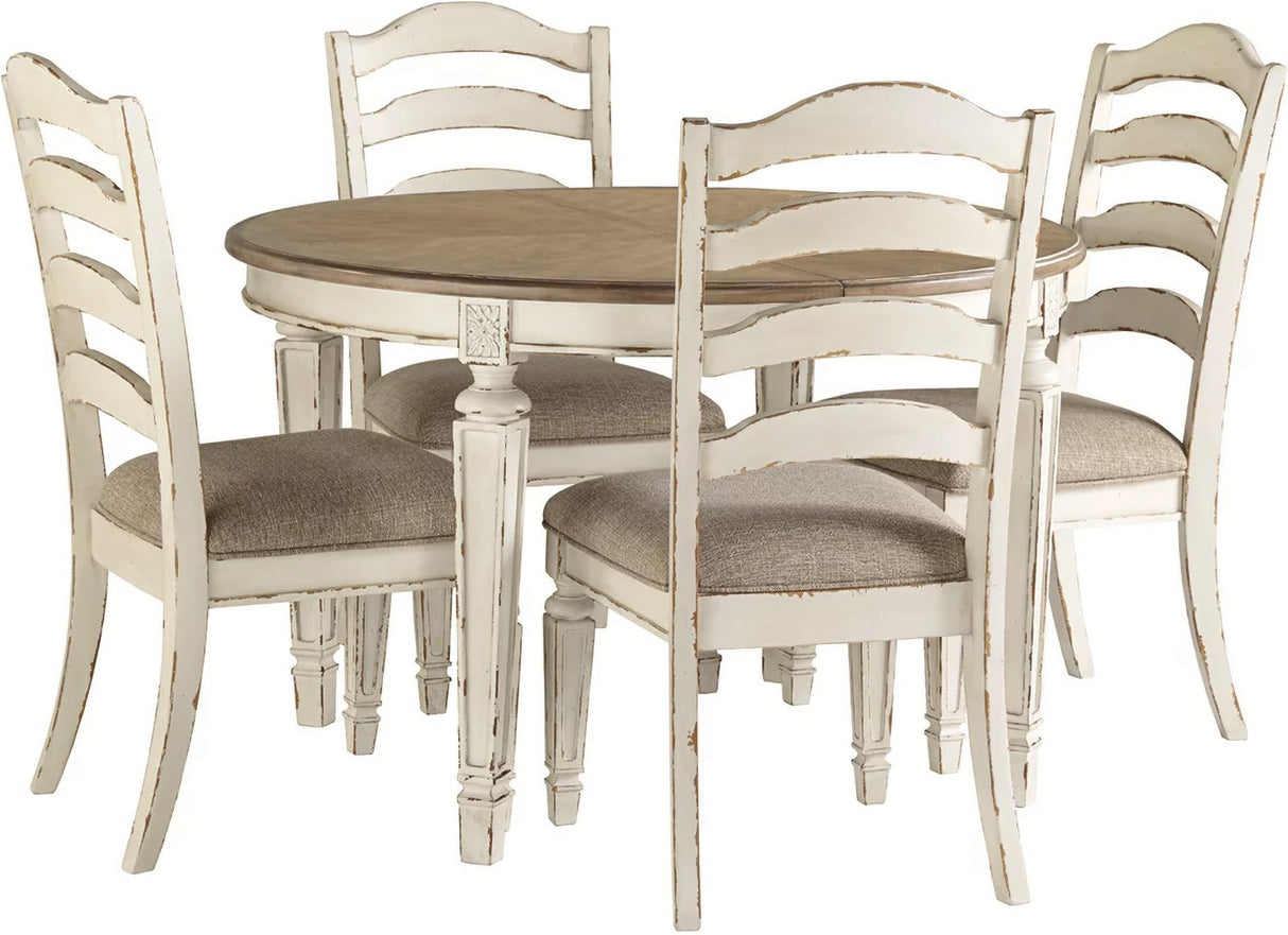 Realyn White Oval Extendable Dining Room Set