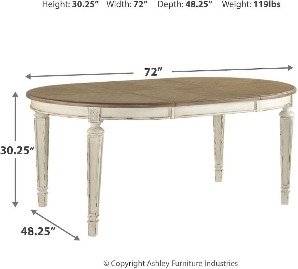 Realyn White Oval Extendable Dining Room Set