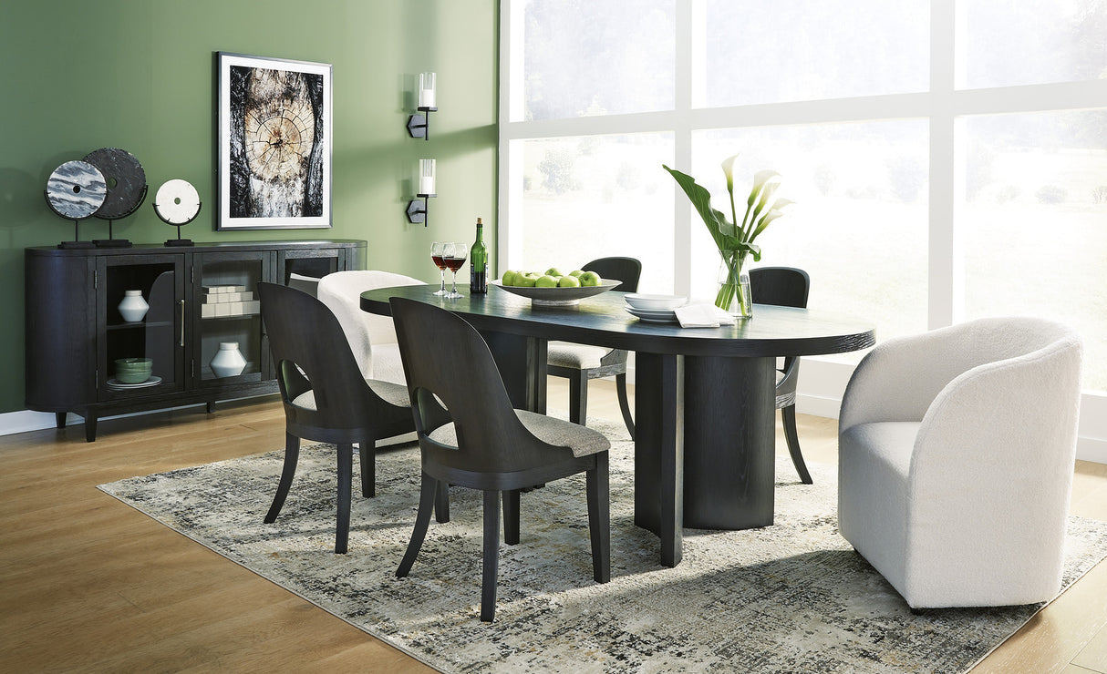 Rowanbeck Black Oval Dining Room Set