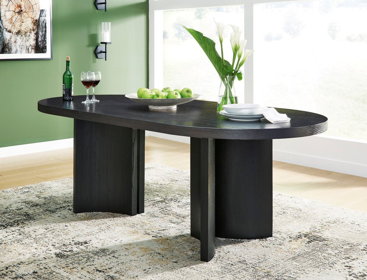 Rowanbeck Black Oval Dining Room Set