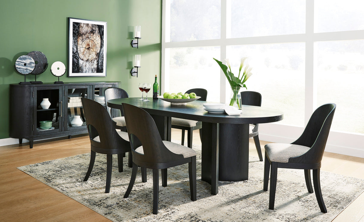 Rowanbeck Black Oval Dining Room Set