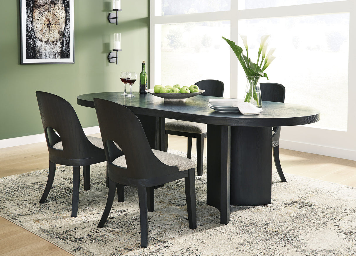 Rowanbeck Black Oval Dining Room Set