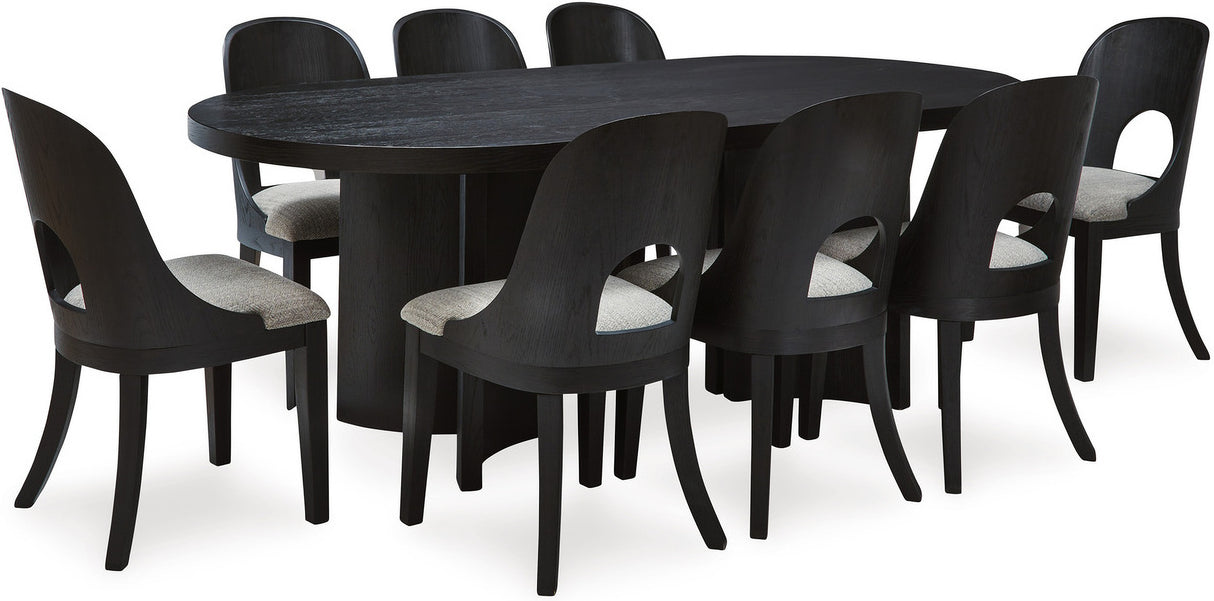 Rowanbeck Black Oval Dining Room Set