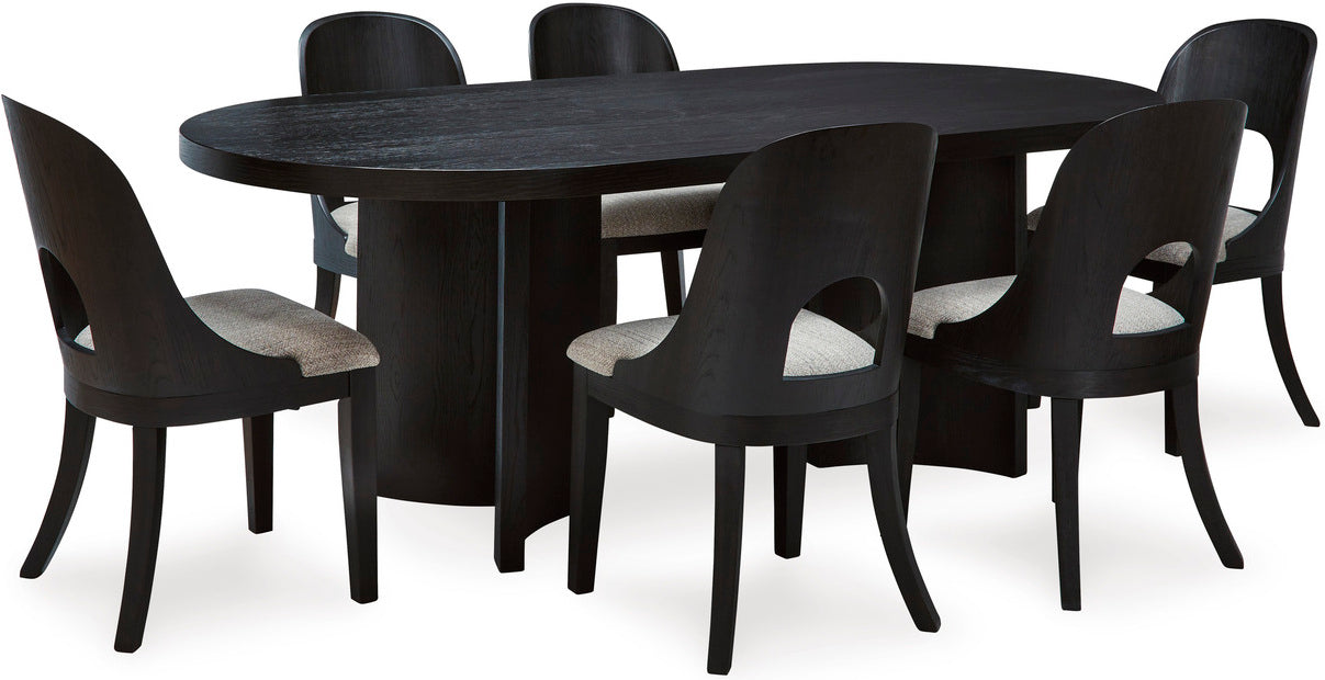 Rowanbeck Black Oval Dining Room Set