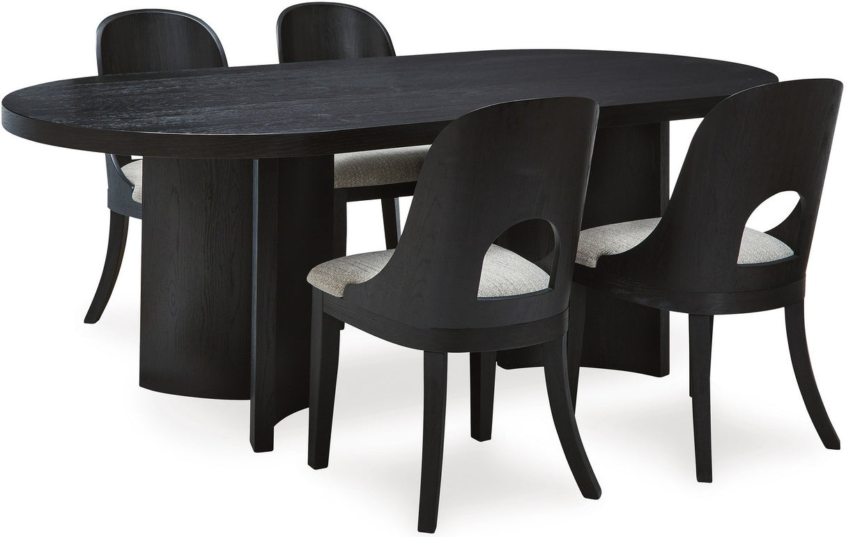 Rowanbeck Black Oval Dining Room Set