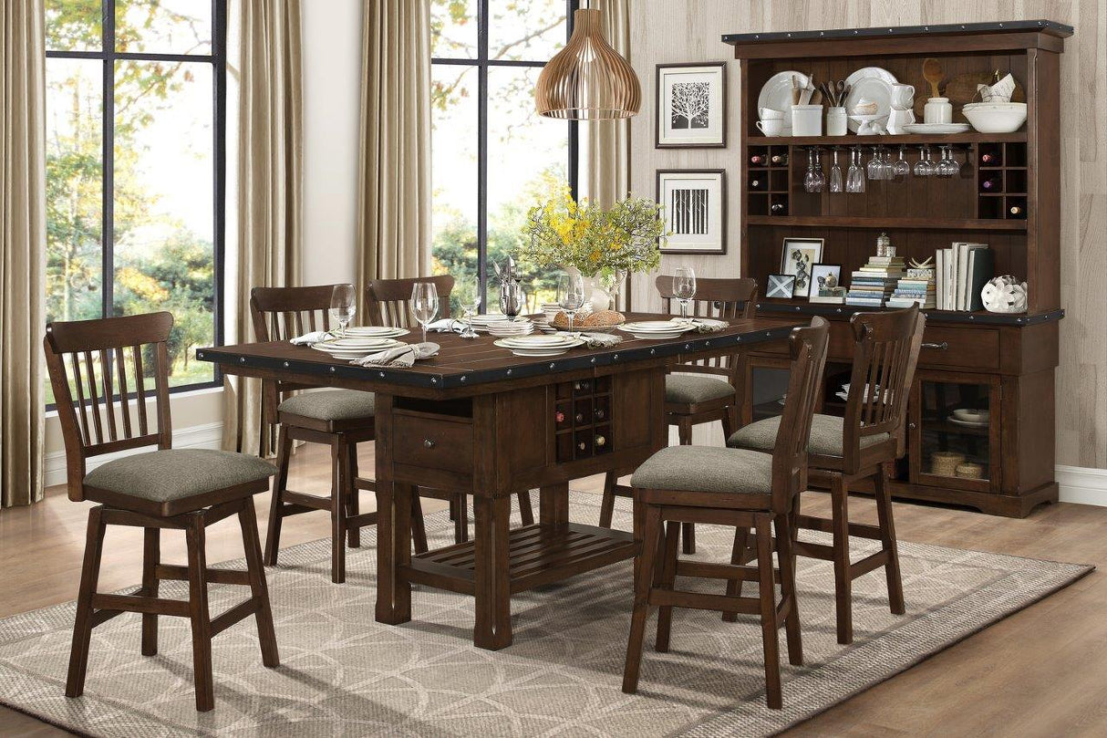 Schleiger Dark Brown Extendable Counter Height Dining Room Set