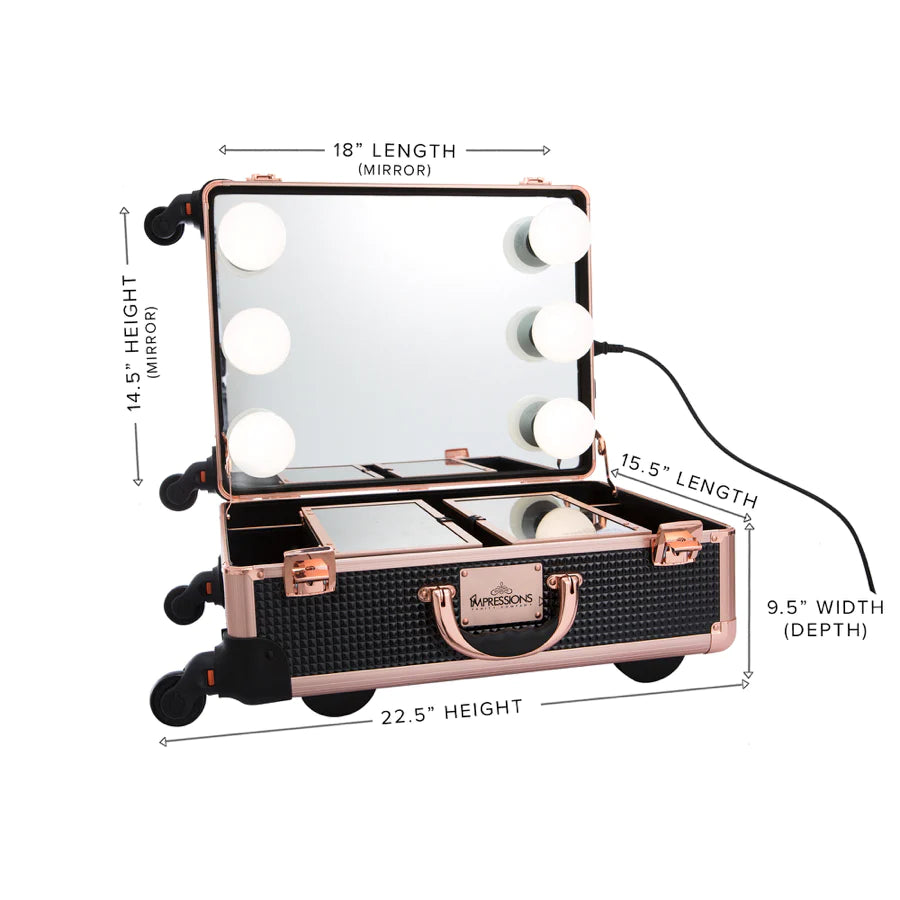 SlayCase® XL Vanity Travel Case in Black & Rose Gold Studded