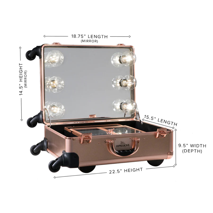 SlayCase® XL Vanity Travel Train Case in Rose Gold Bling