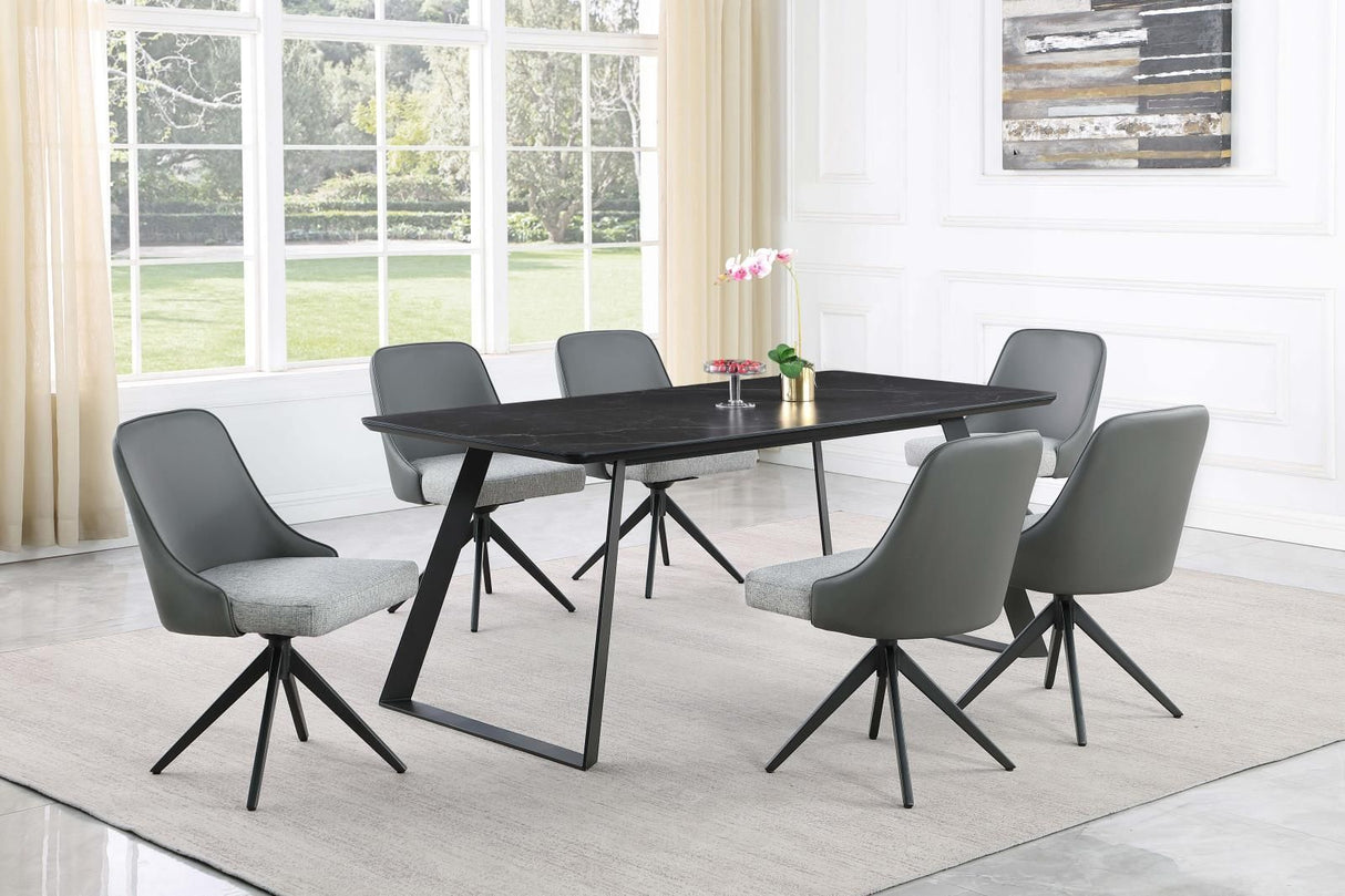 Smith Black And Gunmetal Ceramic Top Rectangle Dining Room Set