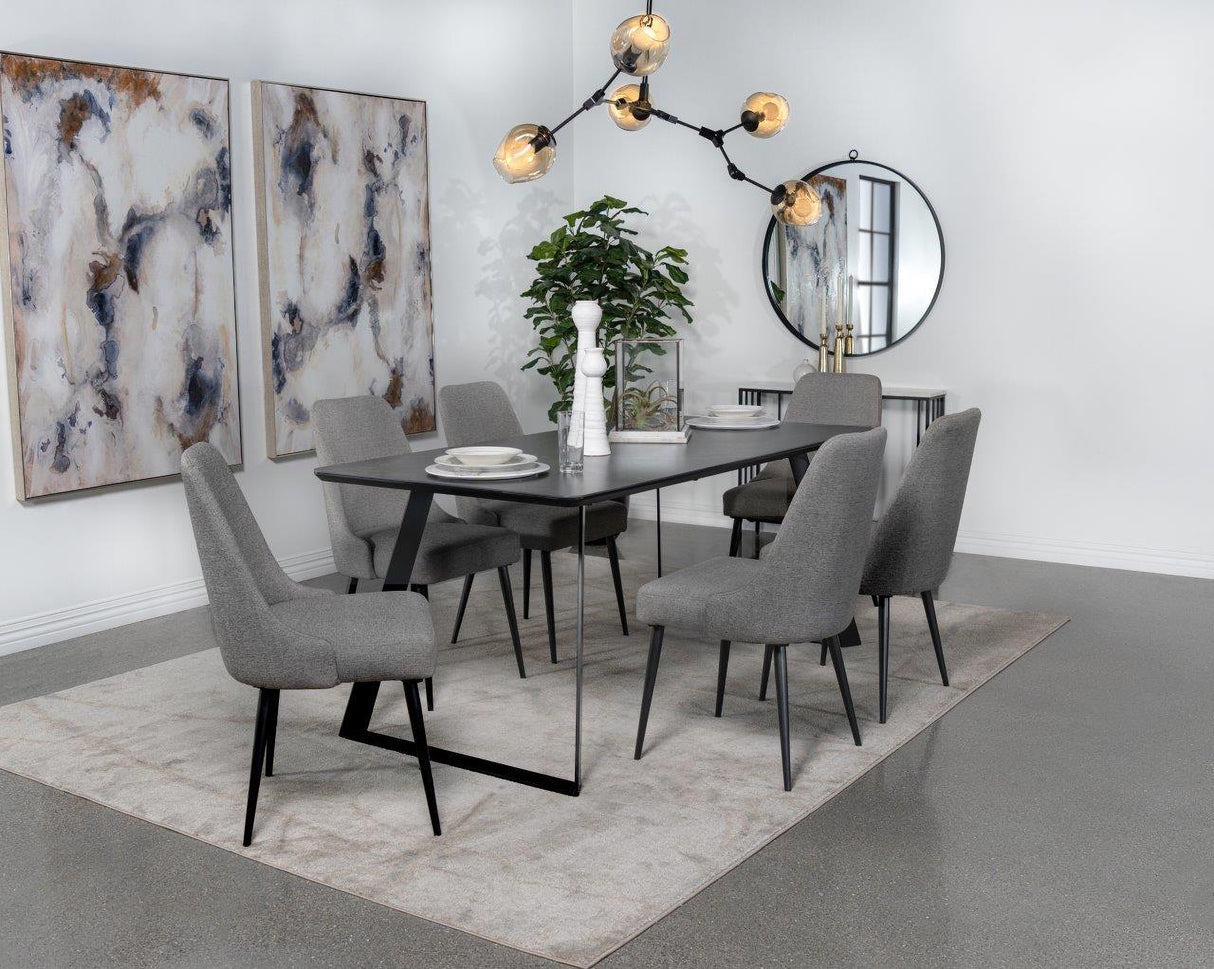 Smith Black And Gunmetal Ceramic Top Rectangle Dining Room Set