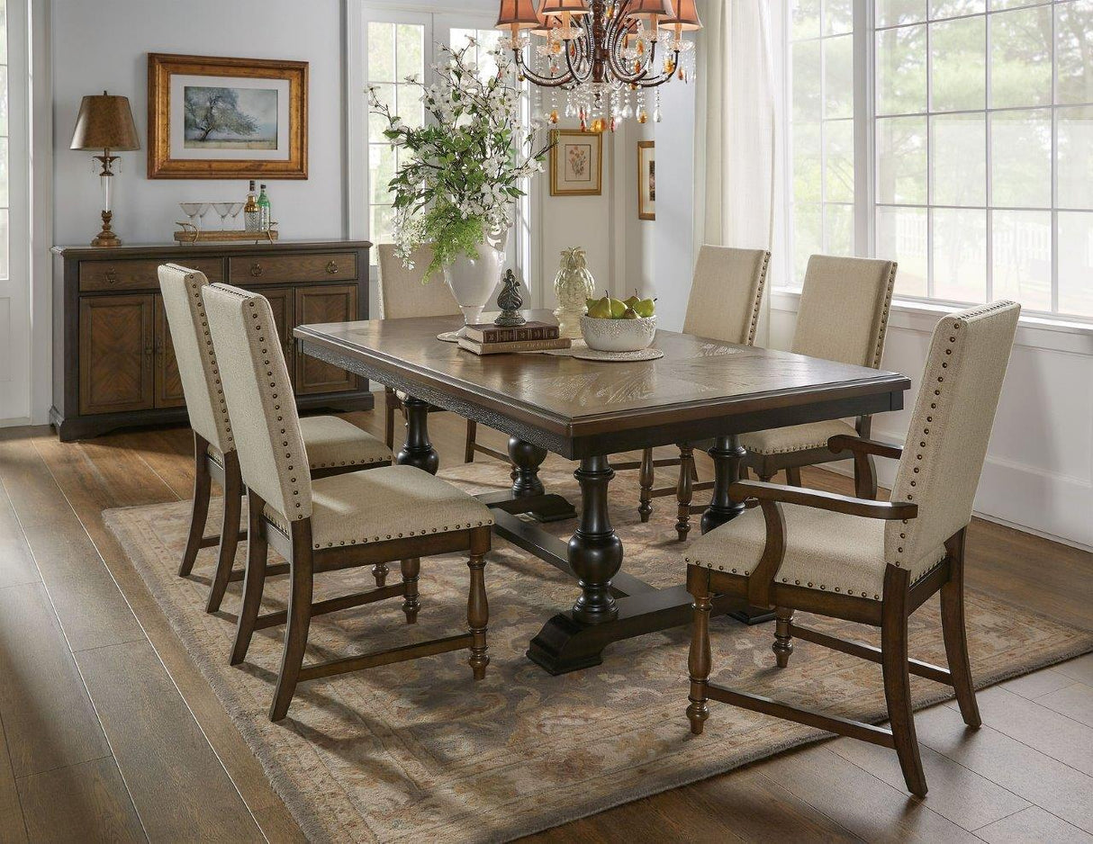 Stonington Brown And Charcoal Brown Extendable Dining Room Set