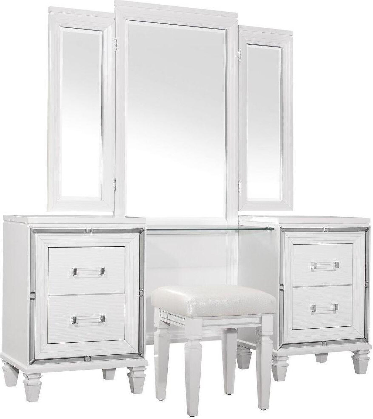 Tamsin White Metallic Storage Platform Bedroom Set