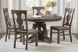 Toulon Distressed Dark Oak Round Pedestal Dining Room Set