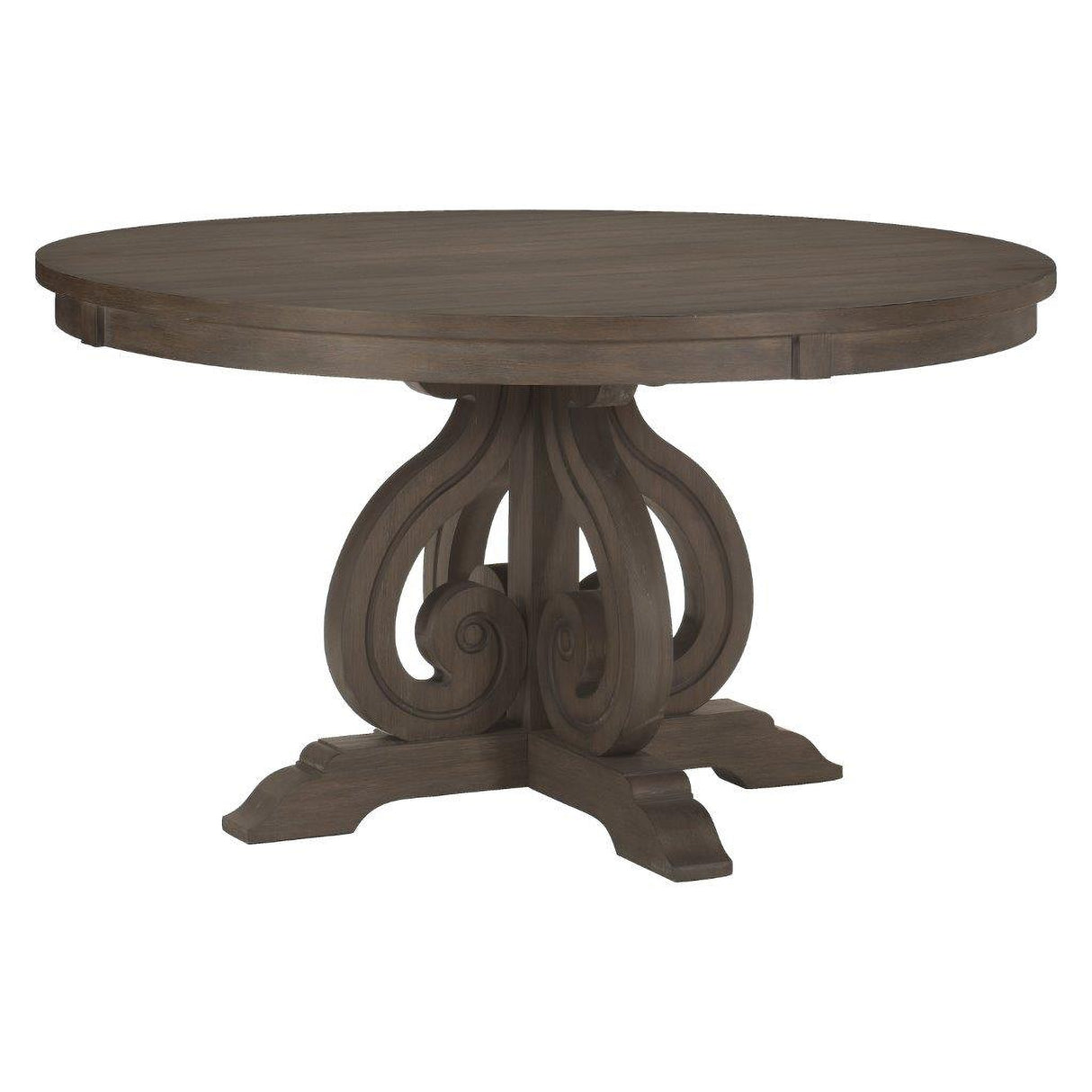 Toulon Distressed Dark Oak Round Pedestal Dining Room Set