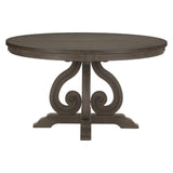 Toulon Distressed Dark Oak Round Pedestal Dining Room Set