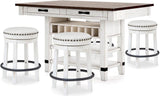 Valebeck Bistro and Bar Table Set In Brown and White