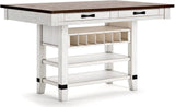 Valebeck Bistro and Bar Table Set In Brown and White