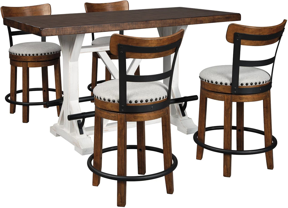 Valebeck White And Brown Counter Height Dining Room Set