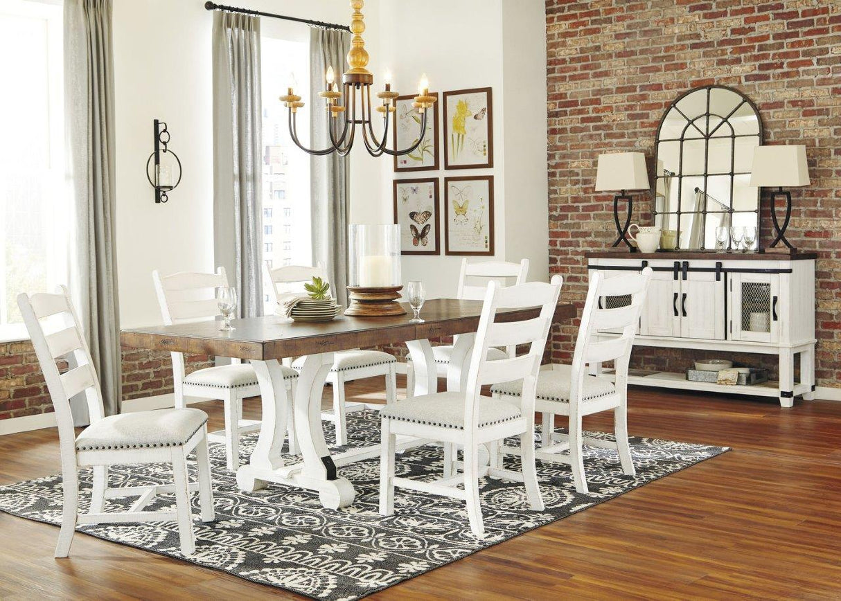 Valebeck White and Brown Rectangular Dining Room Set