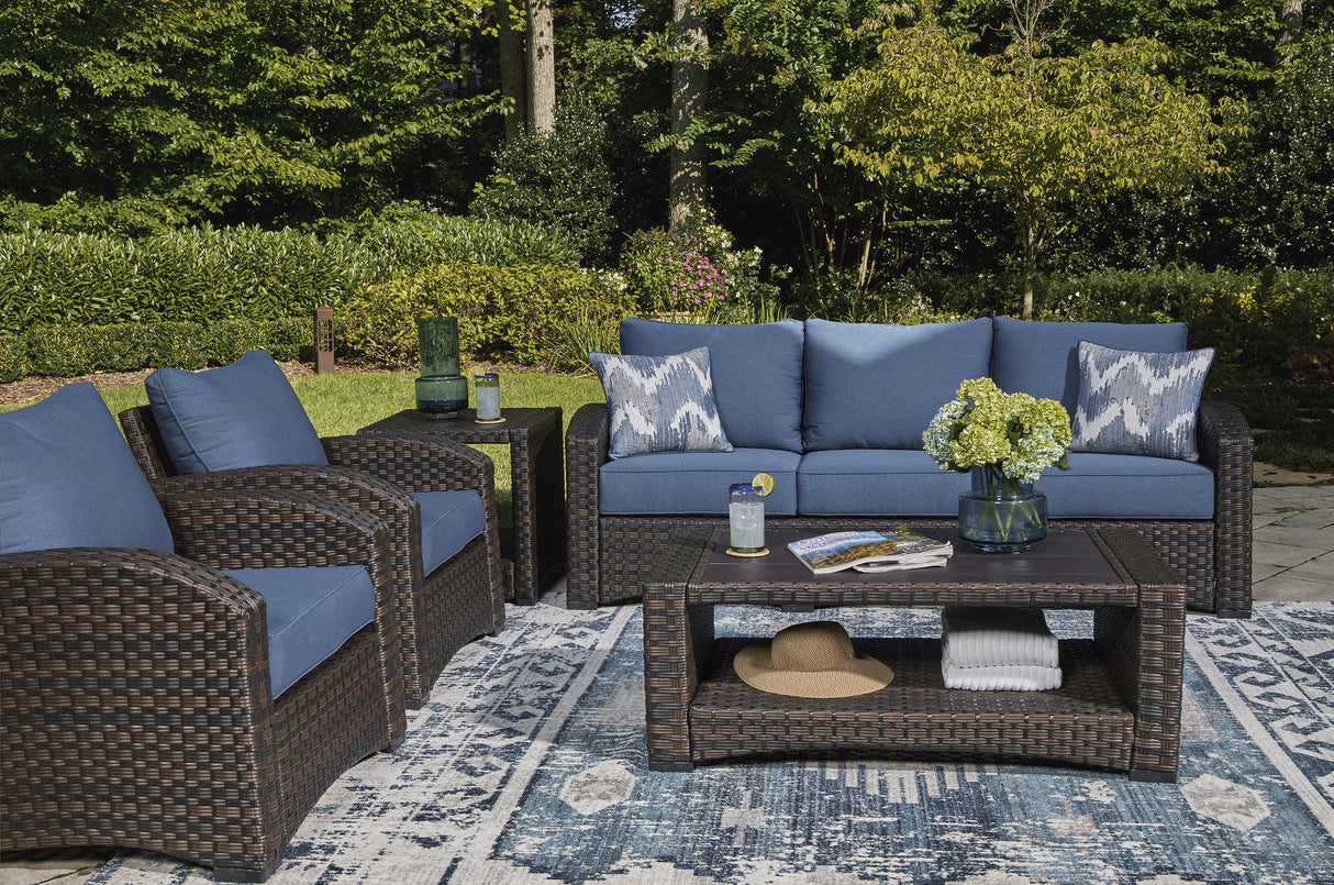 Windglow Blue And Brown Outdoor Living Room Set