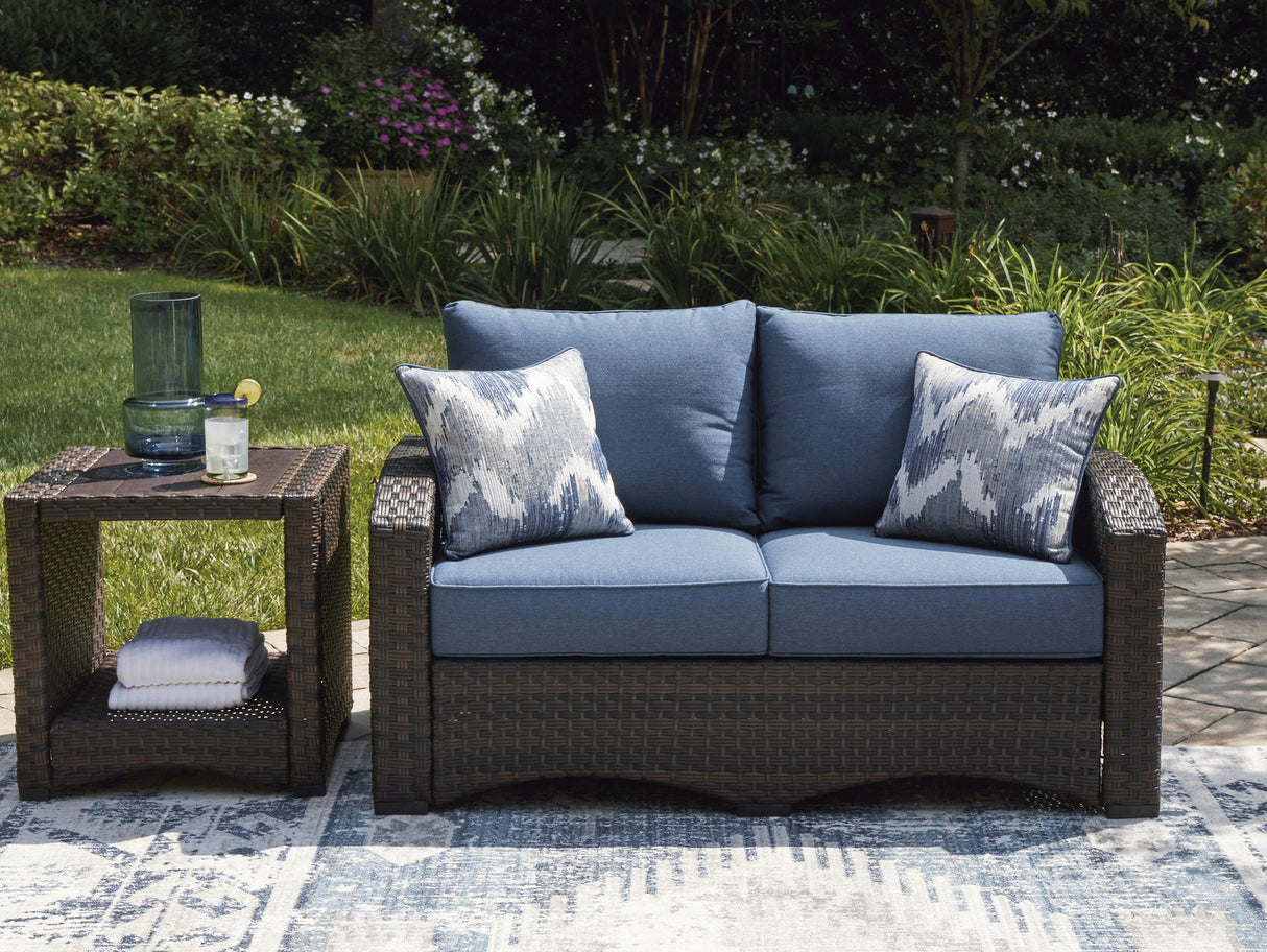 Windglow Blue And Brown Outdoor Living Room Set