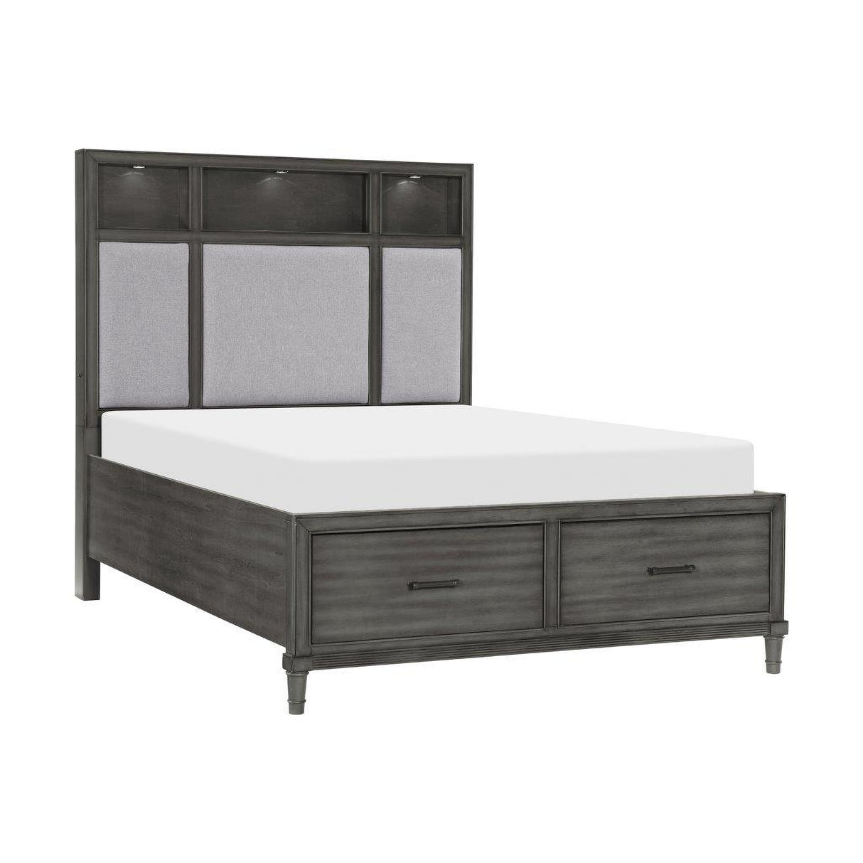 Wittenberry Gray Platform Bedroom Set With Footboard Drawer And LED