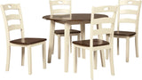 Woodanville White and Brown Round Drop Leaf Dining Room Set