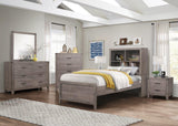 Woodrow Brownish Gray Youth Platform Bookcase Bedroom Set