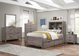 Woodrow Brownish Gray Youth Platform Bookcase Bedroom Set