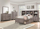 Woodrow Brownish Gray Youth Platform Bookcase Bedroom Set