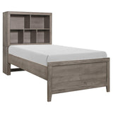 Woodrow Brownish Gray Youth Platform Bookcase Bedroom Set