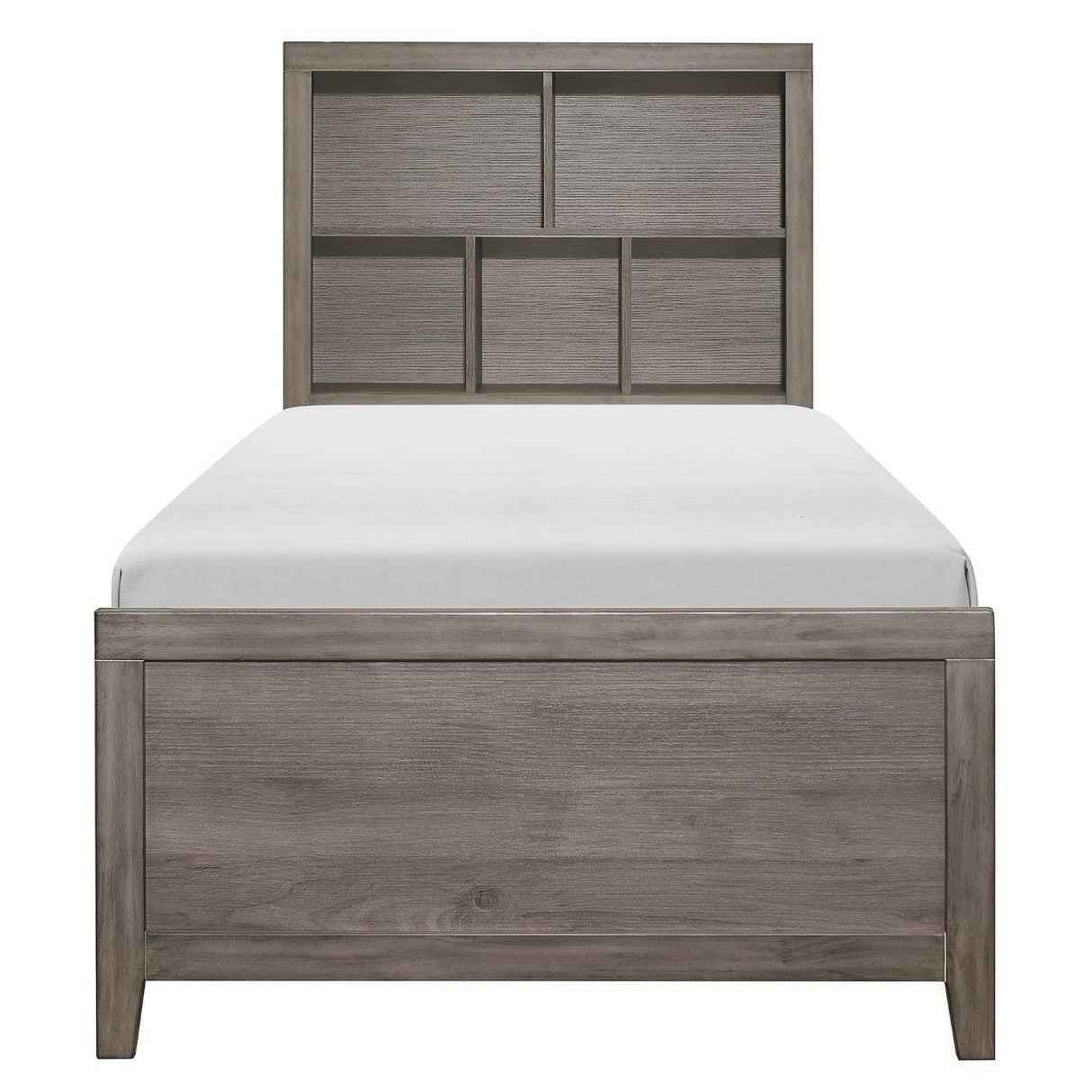 Woodrow Brownish Gray Youth Platform Bookcase Bedroom Set